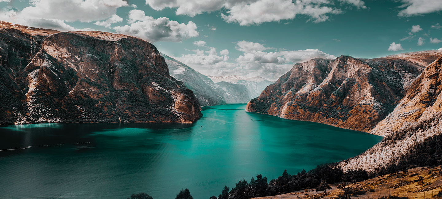 Landscape with mountains and a blue lake